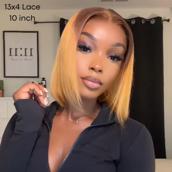12A Bone Hair Series Highlight Ombre Bob Wig Human Hair 5x5 Closure Wigs T4/27 Colored Honey Blonde Lace Front Human Hair Wig